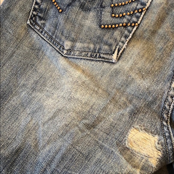 Men’s 7 for All Mankind Vintage Distressed ripped rugged studded A-pocket Jeans - Picture 7 of 8